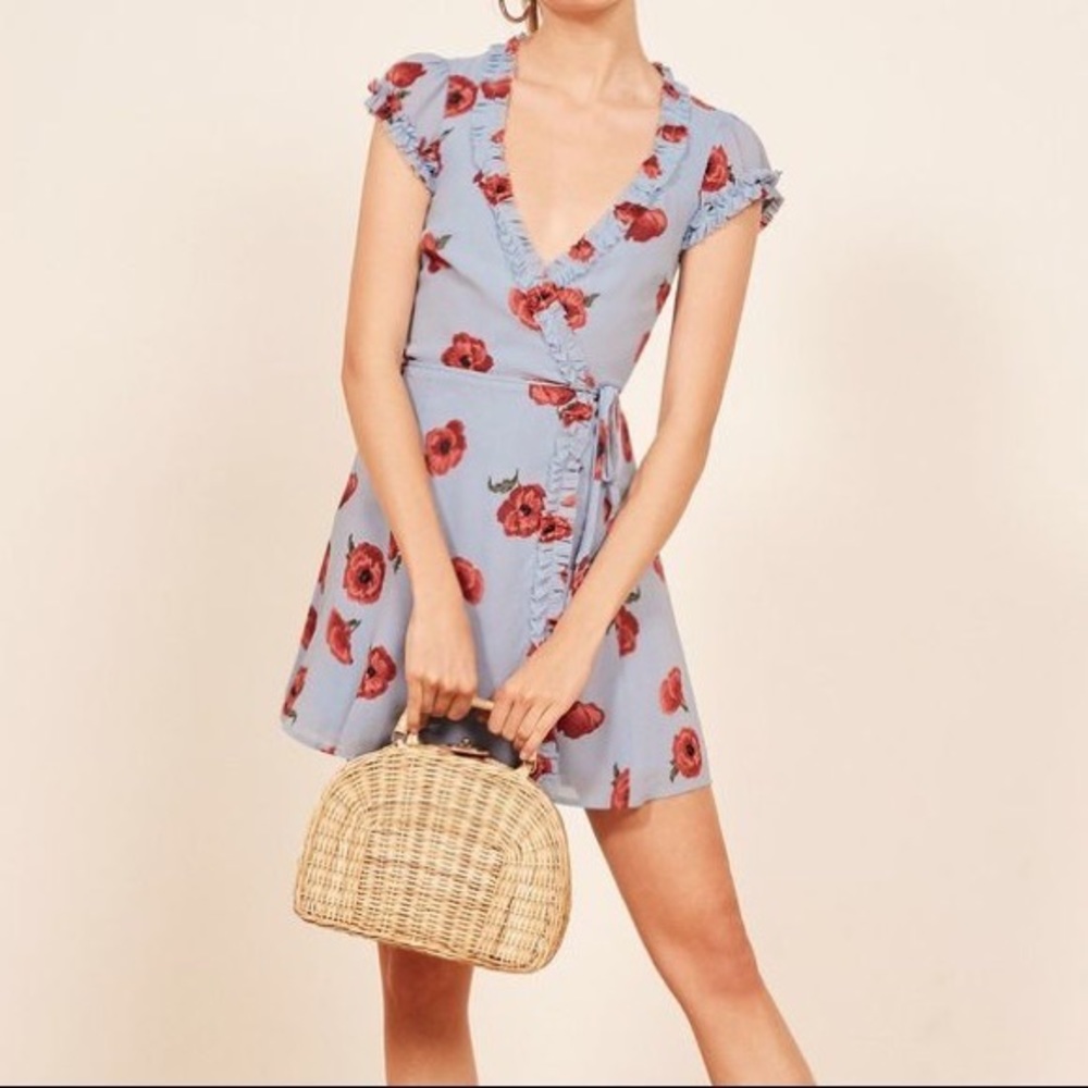 Reformation Blue Poppy Dress